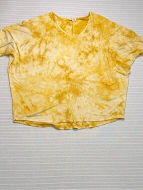 💛 La Miel Mustard Tie-Dye Oversized Top – Size Small